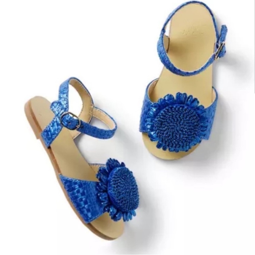 Janie and Jack Straw Flower Sandal Size 2 Blue